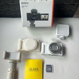 White Sony ZV1 Digital Camera with Accessories Bundle